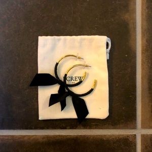 J. Crew Black Ribbon Gold Hoop Earrings